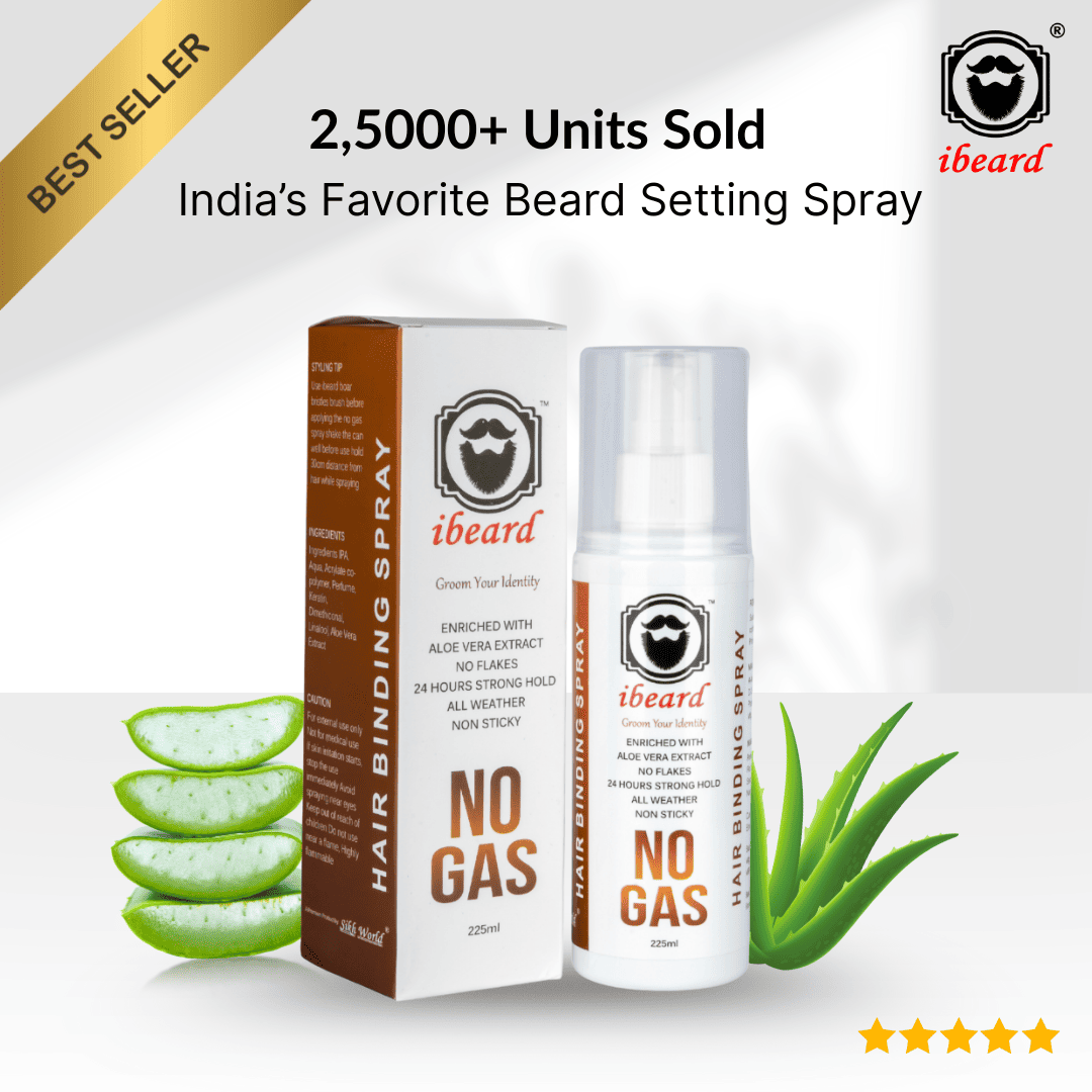 iBeard hair binding spray with packaging on a white background