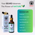 Ibeard beard oil packaging with dropper bottle and box on a light gray background